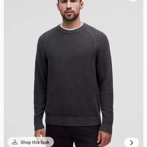 Lululemon Textured Knit Classic-Fit Crewneck Sweater, heathered black size XL